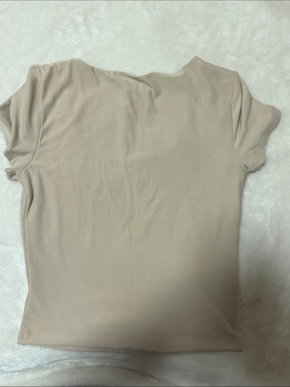 Pink Rose Beige Scoop Neck Short Sleeve Tee - Picture 3 of 3